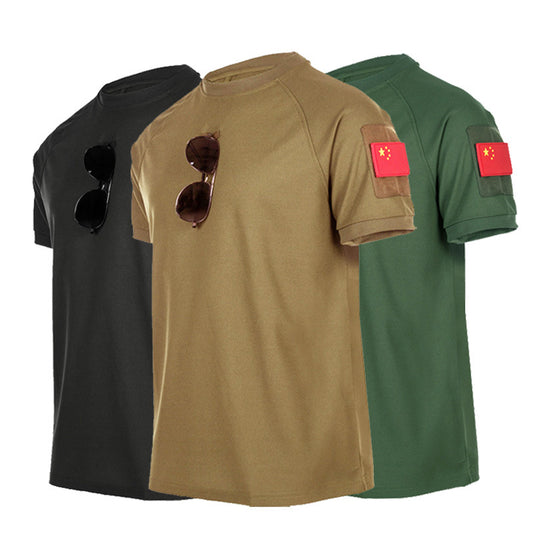 Camiseta táctica militar manga corta cuello redondo