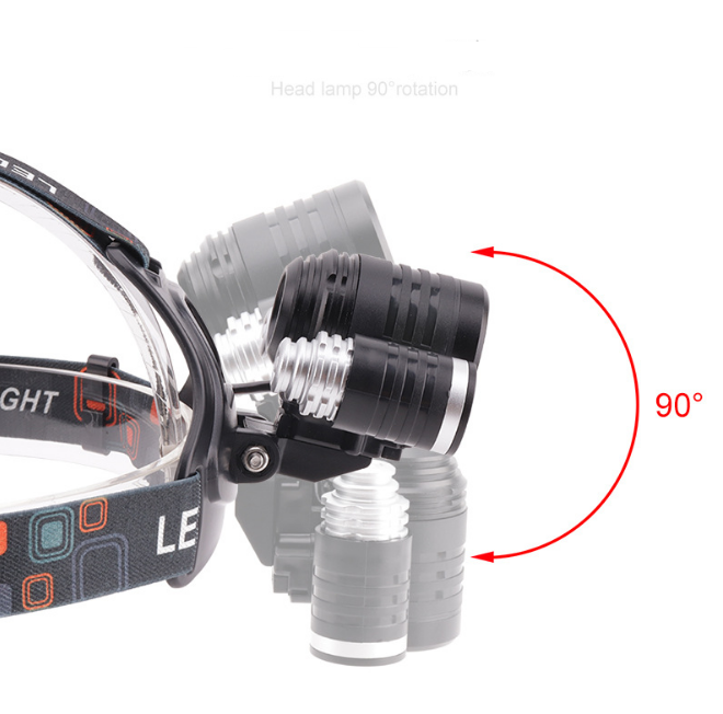 Linterna Frontal cabeza alta potencia 3LED XM-L2